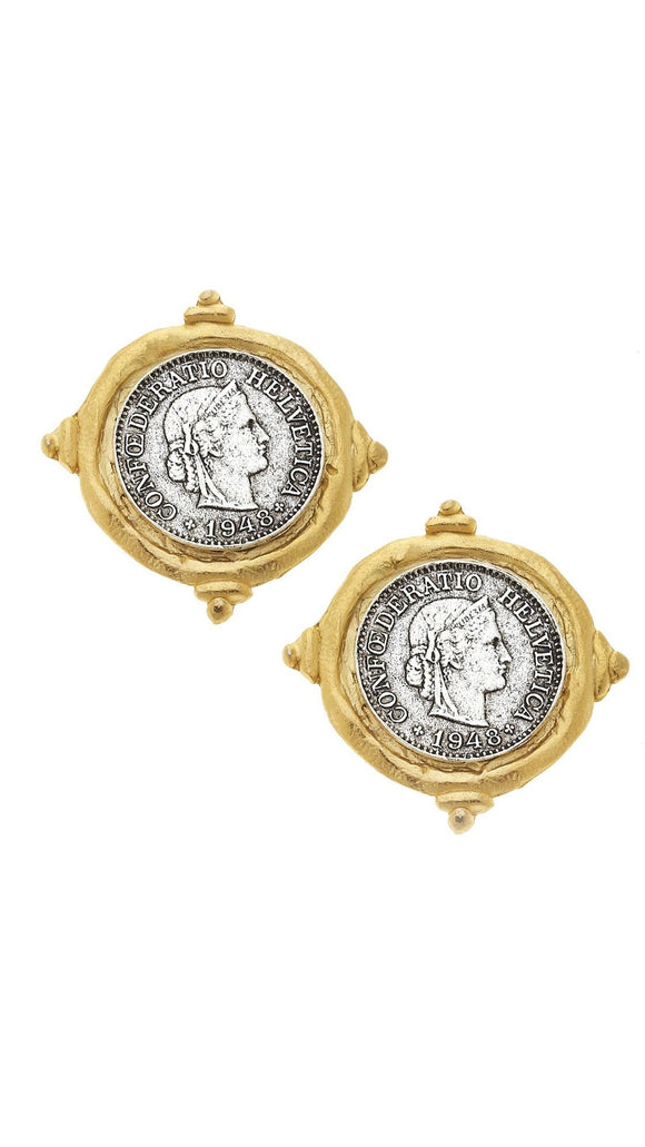 14K Gold Plated Genuine Coin Clip Earrings SSCN017-5