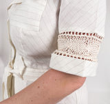 ITALIAN LINEN HAND CROCHET PINSTRIPED DRESS BY TRICOT CHIC TCM76200248