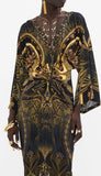 BLACK + GOLD LONG SPLIT TWIST DRESS NEAUVEAU NOIR BY CAMILLA CAM295400261