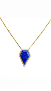 14k Yellow Gold Lapis & Diamond Necklace NK11663DLP