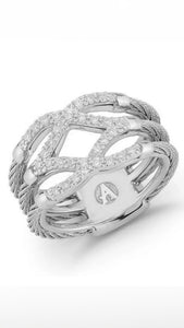 DIAMOND .25CT 14K + STEEL RING BY ALOR ALR0375