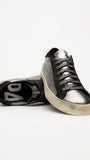 P448 Luxury Italian Leather Sneaker Silver Distress Glitz MAYA0134