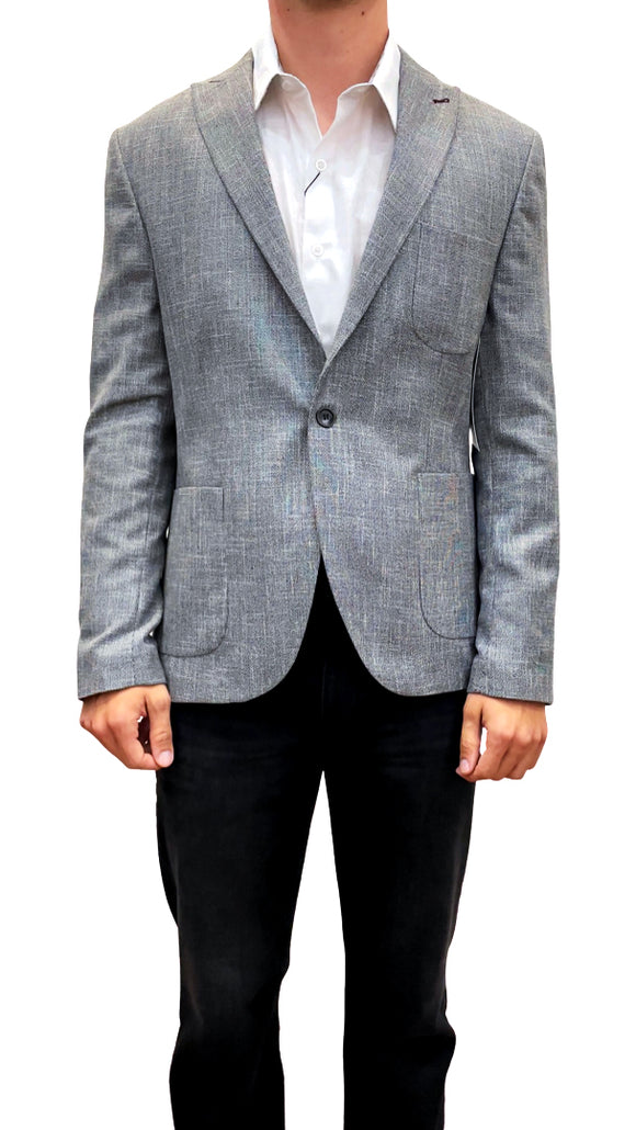 Slim Fit Rich Grey Linen & Viscose Blazer LLXG024