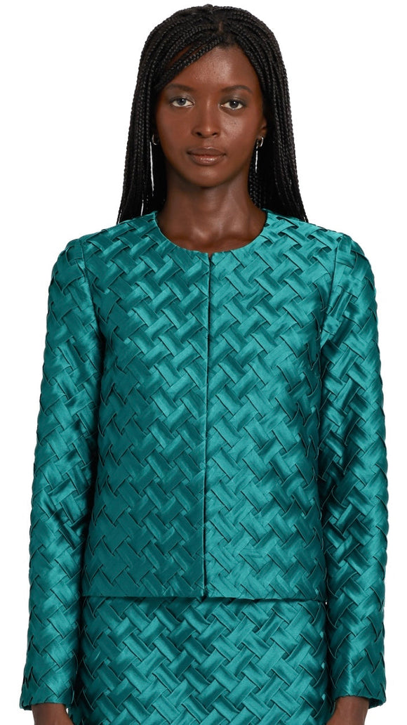 EMERALD SATIN WOVEN JACKET BY AMANDA UPRICHARD 880128