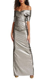 METALLIC PORTRAIT COLLAR GOWN BY TERI JON TJ898200198