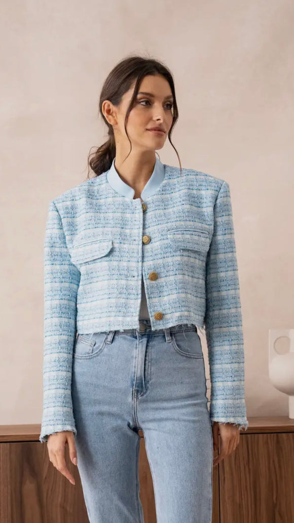 KIDMAN FRENCH TWEED CROPPED BLAZER BY ATTENTIF PARIS AP777043-5