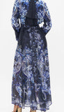 HANDMADE PRINTED SILK (DELFT DYNASTY) TRENCH WITH CUTOUT COLLAR BY CAMILLA CAM990325