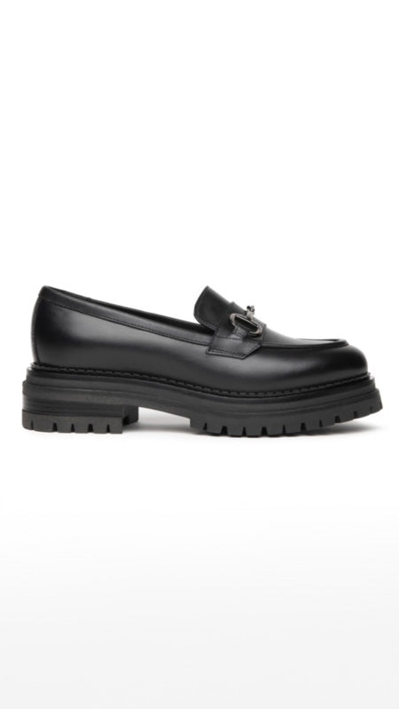 ITALIAN LEATHER HORSEBIT LOAFER BY NERO GIARDINI NERO106