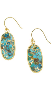 Handmade- Natural Turquoise Gold Leaf Earrings MAQ05027