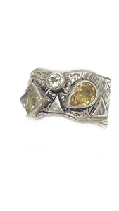 Handmade Sterling Lemon Topaz, Smoky Topaz, Citrine Ring STC0032