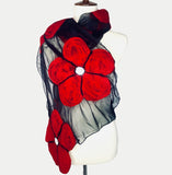 Handmade Merino Felt & SIlk Abstract Floral Scarf NEP88027