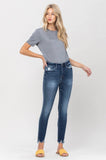 DISTRESSED ANKLE CROP BLUE JEANS WITH FRAY HEM BY FLYING MONKEY FLYBB026-17