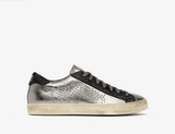 P448 Luxury Italian Leather Sneaker Silver Distress Glitz MAYA0134